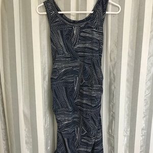 Navy and white cotton maternity dress